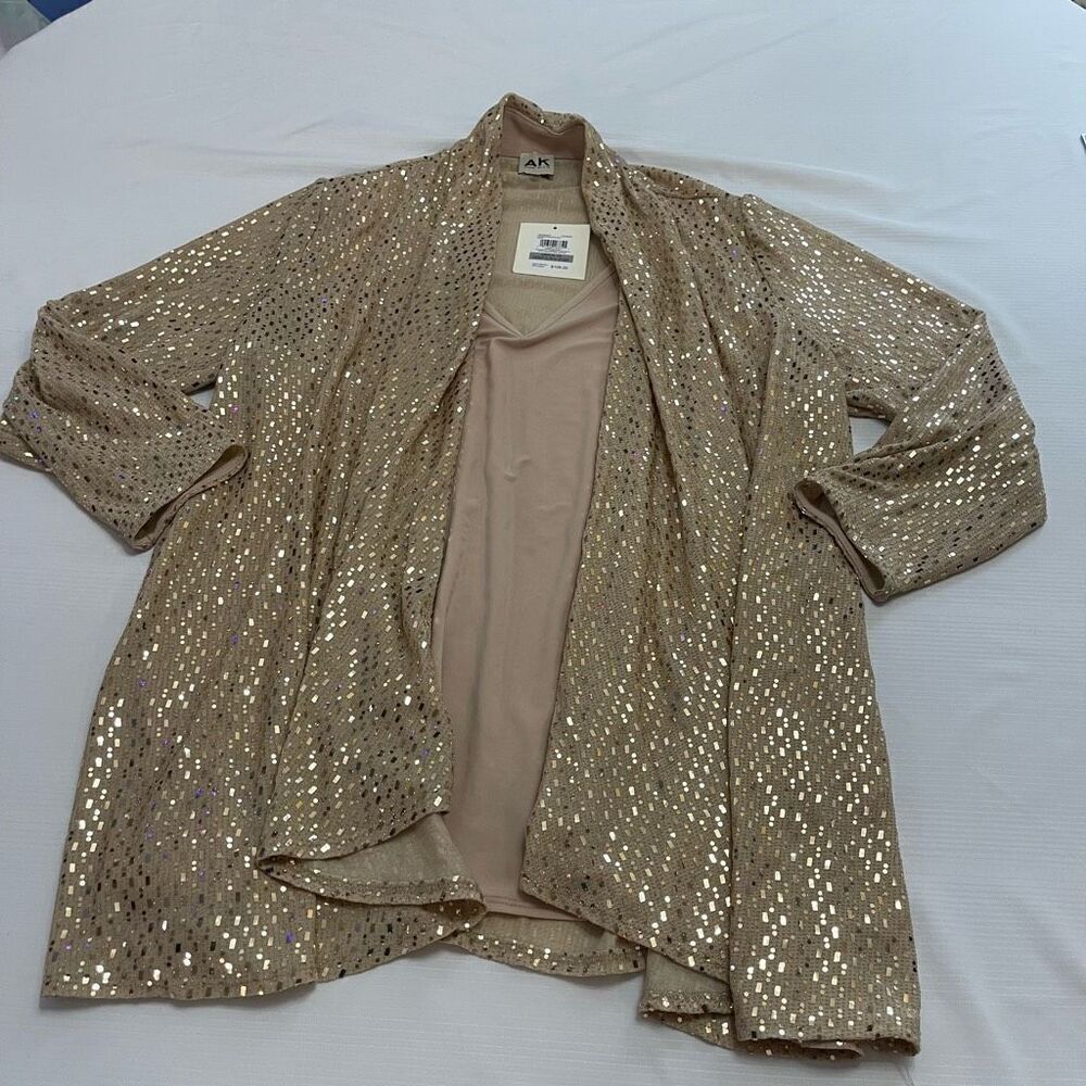 NWT Anne Klein Champagne Gold Top Blouse Plus Size 1X NEW